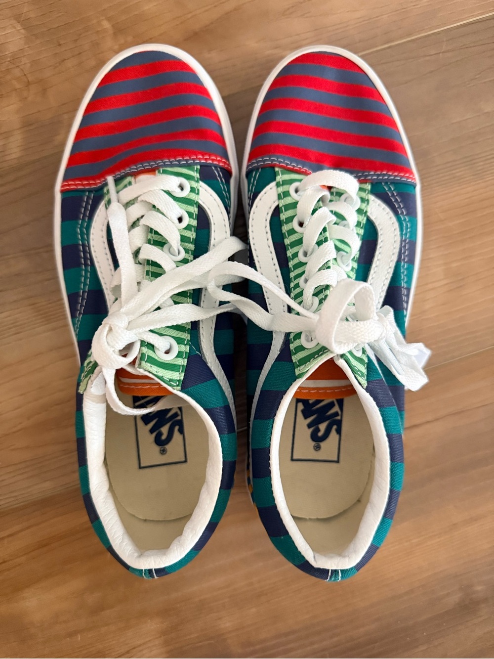 Vans Striped Canvas Low-Top Sneakers - Red, Navy & Green